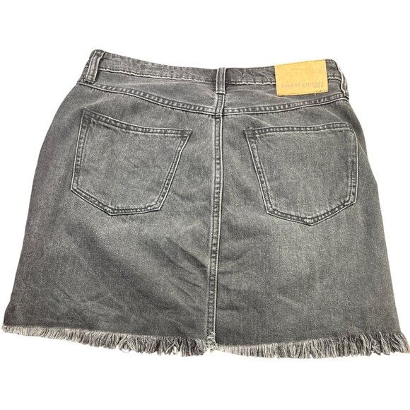 Band Of Gypsies Ella Womens Distressed Black Denim Mini Skirt Fringe Hem 28 - Picture 8 of 9